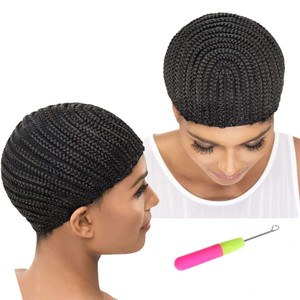 Refined hair 2Pcs Braided Wig Caps Crotchet Cornrows Cap For Easier Sew In Caps for Making Wig Glueless Hair Net Liner Crochet Wig Caps (braided caps