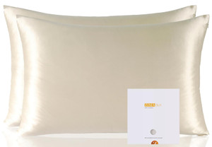 ZIMASILK 100% Pure Mulberry Silk Pillowcase 2 Pack, Soft and Smooth,Both Sides Premium Grade 6A Silk,600 Thread Count,with Hidden Zipper (Queen 20''x