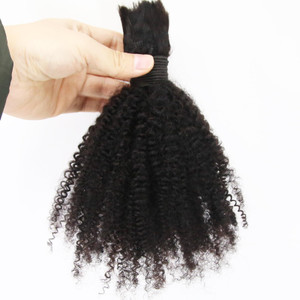 ZigZag Hair Afro Kinky Curly Hair Bulk No Attachment Brazilian Virgin Human Braiding Hair Bulk 4B 4C Virgin Hair Bulk For Braiding 1 Bundle 100% Unpr