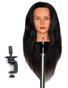 Zvena Beauty 24" Human Hair Cosmetology Mannequin Manikin Training Head with Clamp (24" DARK BROWN (KAYLEN+C))