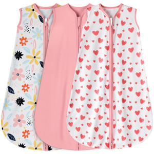 BSTOPPT 3 Pack Baby Sleep Sack 0-6 Months 100% Rayon Cotton Baby Sleeping Bag 2-Way Zipper Toddler Wearable Blankets Comfy Stretchy Lightweight TOG 0