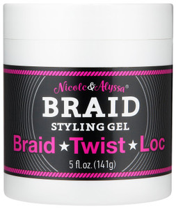 Nicole & Alyssa - Braiding Gel 5oz  No Flakes or Buildup, Perfect for Braids, Locs & Twists, Extra Hold, Frizz Control, Moisturizing Care