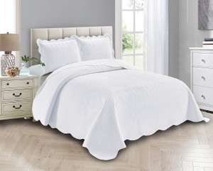 Linen Plus Luxury Oversized Coverlet Embossed Bedspread Set Solid White King/California King Bed Cover New # Ashley