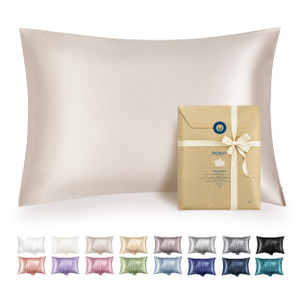 Bedsure Satin Pillowcase with Zipper, Similar to Silk Pillow Cases 2 Pack, Beige Satin Pillow Case Standard Size, Silky & Soft Pillow Covers, Valenti