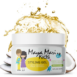 MAYA MARI Kids Hair Styling Gel with Coconut Fruit Extract | Safe & Gentle Baby Hair Gel for Toddlers | Sulfate-Free Hair Gel for Boys & Girls, 12 oz
