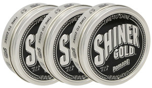 Shiner Gold Pomade | Strong Hold | High Shine | Water-based | Coconut Scent, 4oz. Pack of 3