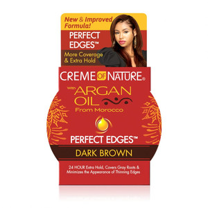 Creme of Nature Perfect Edges Dark Brown Edge Control Gel, 24-Hour Hold with Gray Coverage, Non-Flaking Tinted Gel, Argan Oil Edge Tamer, 2.25 oz