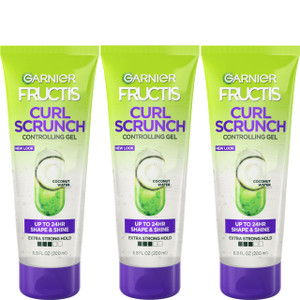 Garnier Fructis Style Curl Scrunch Controlling Gel for Shape & Shine, 6.8 Fl Oz, 3 Count (Packaging May Vary)