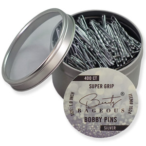 Super Grip Bobby Pins - Women's 1.9 Inch - Easy, Secure, All Hair Types - Handy Reusable Tin (Silver - 400 Ct Approx)