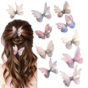 CIXVOEMK Purple Hair Decoration Butterfly Clip-Moving Butterfly Hair Clips for Girls (Purple-10PCS)