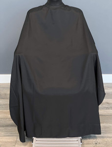 TRU BARBER Silicone neck Barber cape, 100% Polyester, light weight, Hair Salon Cutting Cape, No logo 50" x 58 (Black)