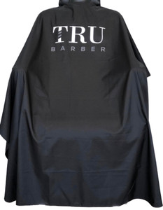 TRU BARBER Silicone Neck Cape, 100% Polyester, Lightweight and Waterproof, Professional Hair Salon Cutting Cape With Snap Closure, 50" x 58" (Black/W
