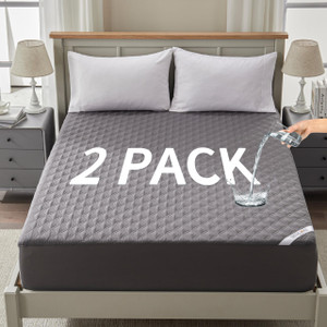 2 Pack Waterproof Mattress Protector, Queen Size Mattress Pad Noiseless with Deep Pocket Fitted for 6"-18", Soft Breathable Dirt-Proof Bed Mattress C