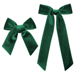 CEELGON Large Velvet Hair Bows, 2 Sizes 5", 3.5" Soft Velvet Hair Bow for Toddler Girls Long Ponytail Knot Bows Alligator Clip Hair Accessories - Dar