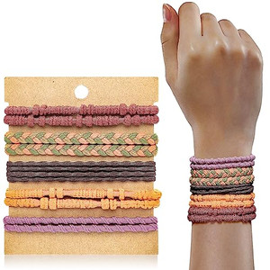 KANPRINCESS Hair Tie Bracelet, 10Pcs Boho Hair Ties For Girls and Women, Elastic Hair Ties, Hair Bands For Ponytails, Ponytail Holder For Daily Life,