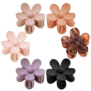 Flower Hair Clips 6 PCS for Women, Daisy Claw Clips Matte Large Claw Clips Strong Hold Jaw Clamps Hair Accessories for Thick Hair 6 Colors