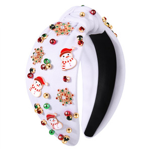 PHALIN Christmas Holiday Headband for Women Christmas Accessories Reindeer Snowflake Candy Cane Knotted Headband (Snowman)