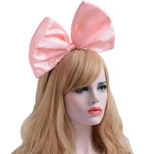 WLBON Bow Headband, Pink Tone Big Bow Hairband, Hair Hoops Women Hairband, Party Decoration Headdress Cosplay Costume Headwear Handmade Headpiece Bir