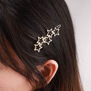 YienDoo Vintage Gold Cluster Hair Clips and Barrettes - Metal Hoop Star Head Clip, Bobby Pin Bridal Hair Accessories for Women Girls