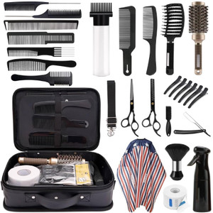 Hair Cutting Scissors Shears Kits, 29 pcs Professional Haircut Scissors Set for Barber, Salon, Home, Complete Hair Cutting Kit Includes Barber Bag, T