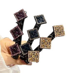Braided Hair Clips for Woman, Sparkling Crystal Stone Braided Hair Clips Hair Accessories Decorative Hair Pins for Styling Hair Barrettes for Women B