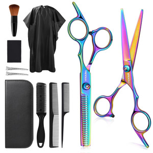 Hair Cutting Scissors Kits,11Pcs Professional Haircut Scissors Kit with Comb,Clips,Cape,New Craftsmanship Stainless Steel Hairdressing Thinning Shear