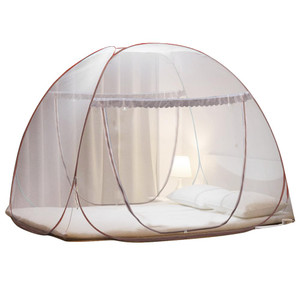 Portable Pop-Up Brown Mosquito Net Tent for Bed, L79 x W71 x H59 inch Large Folding Mosquito Netting with Net Bottom, 2 Entries, Suit for Twin to Kin