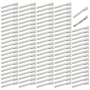 Lawie 100 Pack 75mm Large Plain Flat Silver Duckbill Alligator Metal Hair Clips Crocodile Clips Hair Grips Pins Hairdressing Styling Sectioning Curl