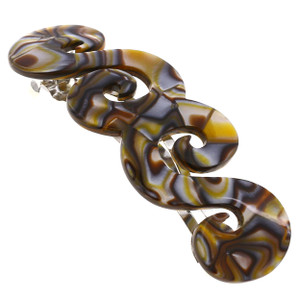 Camila Paris CP2485 French Hair Barrette Clip for Girls, Handmade, Onyx, Gold Metal Clasp Strong Hold Grip Hair Clips for Women, No Slip and Durable