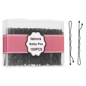 Vaincre Black Bobby Pin for Buns, 150 Count Hair Pins Bulk with Storage Case, Pain-Free Hair Clips for Women and Girls (Black, 2 inch)