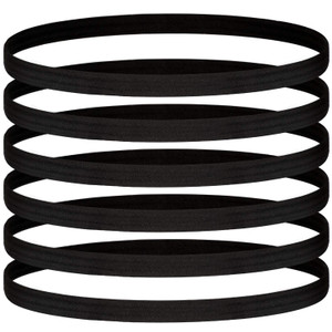 24 Pieces Thin Sports Elastic Headbands Black Skinny Athletic Exercise Hair Bands No Crease Soft Sweatband for Men Women Workout Running Football, Ba