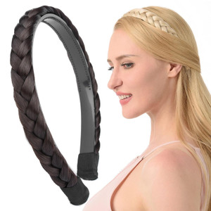 DIGUAN Width 0.9 inches Synthetic Hair Plaited Headband Braid With Teeth Hair Band Accessories for Women Girl (Chocolate)