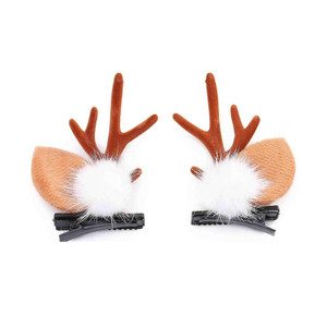 Soochat Christmas Hair Clips Reindeer Ears Hair Clips Deer Antler Hair Pin for Xmas Party Cosplay Hair Accessories