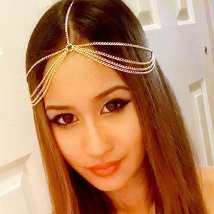 YERTTE Halloween Women Boho Hairband Vintage Layered Chain Head Chain Headpieces Hair Accessories Party Hair Jewelry for Women and Girls (Gold)