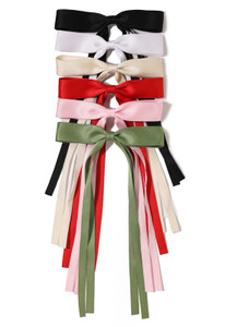 LFOUVRE Bow Hair Clips for Women, Ribbon Bows 6pcs Tassel Clips, Claw Clip with Bow, Solid Metal Hair, BowKnot Barrettes Accessories Girls Teens Blac