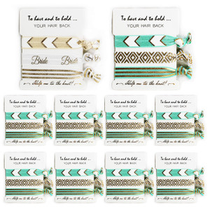 LADY&HOME Bride Hair Tie, 10 Count - Blue - Hair Ties for Bachelorette Party Gifts or Wedding Favors