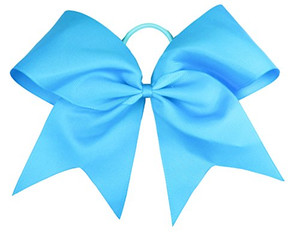 Blue Bows Cheerleader Hair Bows for Girls and Women - 6" Bows Mounted on Elastic Ponytail Holders (2pc Blue Cheer Bows)