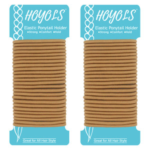 HOYOLS Hair Bands for Women - No Metal, No Snag Braided Thick Elastic Ponytail Holders, 50 Count 1/8 Inch (Beeline Honey)