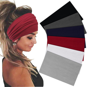 Sefiinh Wide Headbands For Women Stretch Headband Boho Head Bands Women's Hair Band Turban Workout Hairband Accessories 6 Pack