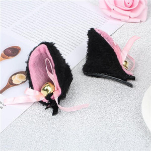 Black Hairpins Fluffy Headwear Make Up Anime Bow Cosplay Plush Bell Girl Lolita Hair Clip Head Hoop Hair Accessories Cat Ears Headband,Women's Fashio