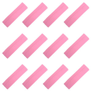 Kenz Laurenz Soft and Stretchy Elastic Cotton Headbands, Pack of 12, Light Pink