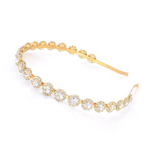 Ammei Headpiece Bridal Headpiece Wedding Headband with Crystal and Hair Accessories (Gold, 5.5'')