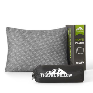 PEUJEW Small Shredded Memory Foam Pillow, Camping Pillow Travel Pillow - Compressible Medium Firm, Breathable Cover, Ideal Backpacking Hiking, Airpla