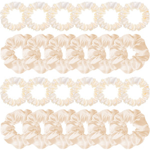 WILLBOND 24 Pieces Satin Hair Scrunchies Silky Elastic Bands Skinny Solid Hair Ties Ropes Ponytail Holder for Women Headdress Accessories Decorations