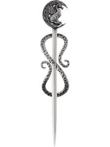 HAQUIL Dragon Crescent Moon Hairpin Metal Alloy Hair Accessory with Antique Silver Finish, Viking Dragon on Moon Hair Pin, Perfect Jewelry Gift for W
