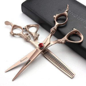 7/8/9 inch rose gold, silver 440c Japanese hair scissors salon hairdresser and thinning hairdresser (Rose Gold)