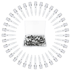 Tenalleys 50 Pcs Metal Duck Bill Hair Clips, Silver Single Prong Hair Clips for Women Styling, Hair Coloring, Bows DIY, Hair Extensions, Salon, 1.77I
