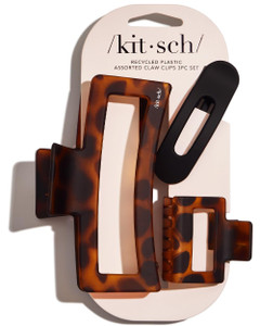 Kitsch Assorted Hair Clips for Women - Strong Hold Open Shaped Hair Claw Clips for Girls, Flat Claw Clip - Matte Finish, Durable Plastic | Ideal Gift