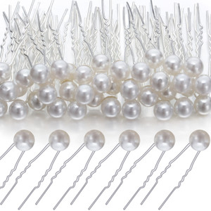 40 Packs Pearl Hair Pins Bridal Wedding White Pearl Hair Accessories Bobby Clips for Brides and Bridesmaids(0.3 Inch)