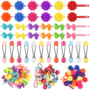 Giegxin 60 Pcs Self Hinge Hair Barrettes Ball Bubble Hair Accessories for Girls Set Plastic Girls Barrettes Clips Assorted Elastic Ponytail Holder To